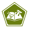 Icon with open book, pi symbol, and beaker to represent tutoring