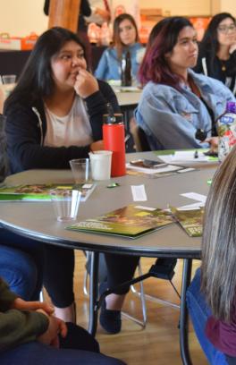 Students at a table in discussion.