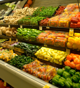 Produce section of grocery store